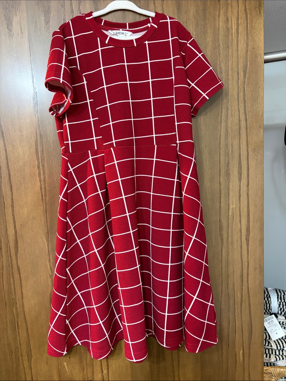 SHEIN Kid’s Red and white checkered Dress